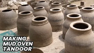 Making of big primitive mud oven complete process | earthen oven tandoor  | Making yard