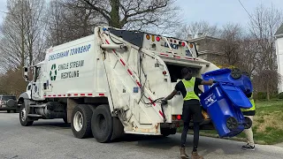 Cheltenham Township Mack Granite Leach 2Rlll rear loader garbage truck on carted recycle