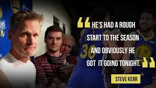Steve Kerr reacts to Klay Thompson's 3-point record-setting night
