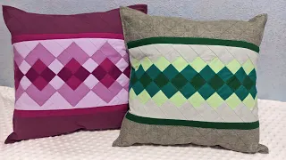 2 options for pillows made from stripes using the Seminole technique