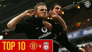 Top 10 | Manchester United Goals at Anfield | Premier League | Liverpool v Man Utd