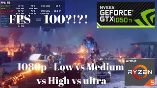 Rage 2 GTX 1050 Ti Low vs. Medium vs. High vs. Ultra 1080p