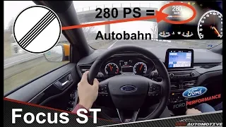 TOP SPEED | 280 km/h in New Ford Focus ST | AUTOBAHN POV Drive + Acceleration 0 - 200 km/h