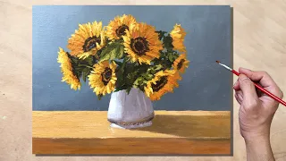 Acrylic Painting Sunflower Bouquet