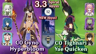 Spiral Abyss 3.3 - C0 Cyno Hyperbloom & C0 Tighnari Yae Spread | Floor 12 9 Stars | Genshin Impact