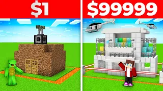 JJ And Mikey $1 VS $99999 BUILD CHALLENGE Security House in Minecraft Maizen