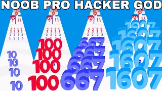 NOOB VS PRO VS HACKER VS GOD   in Number Merge :Run and Plus