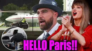 Travis embraced Taylor Swift at the plane door after Kelce family landed in Paris