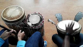 Patrick Ngambi playing the Djembé rythm Sounou 1 & 2 plus dounoun part part