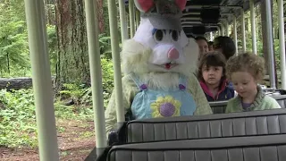Getting ready to ride the Easter Train in Stanley Park