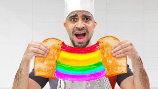 جربت اغرب ترند تيك توك TIK TOK توست الالوان !! RAINBOW TOAST