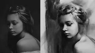 The artist's amazing charcoal portrait technique