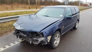 Volvo V70 vs truck. Volvo V70 crash