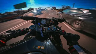 traffic in the city, but you're on GSX-R 750