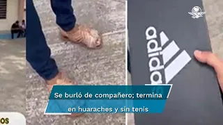 Papá castiga a su hijo por burlarse de compañero que usa tenis "pirata"