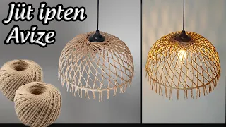 Jute Rope Pendant lamp - Chandelier Making - Lampshade Making with Jute Rope #juteRope