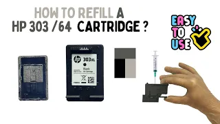 How to refill a HP 303 HP 303xl, HP 64 Black ink cartridge