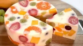 ! No-bake dessert, simple and delicious!|Do you have milk,and fruit|gelatin and milk cake |cake