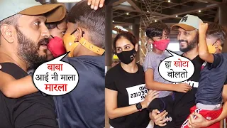 Riteish Deshmukh CUTEST MOMENT With Sons Riaan, Rahyl And Wifey Genelia D'Souza At Airport