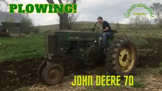 John Deere 70 With Mounted 3 Bottom Plow