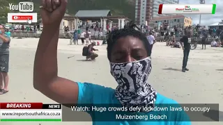 Watch: Huge crowds defy lockdown laws to occupy Muizenberg Beach