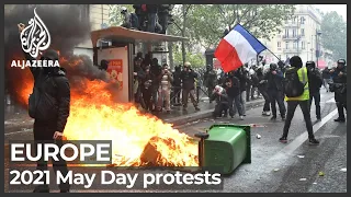 France: Scuffles and arrests in Paris as thousands mark May Day