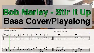 Bob Marley and the Wailers - Stir It Up - Bass Cover and Playalong with Notation and Tab
