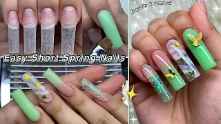 EASY SPRING POLYGEL NAILS🦋 BEGINNER FRIENDLY NAILS! HOW TO MARBLE & OMBRE | Nail Tutorial