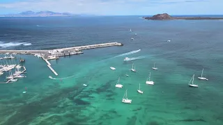 Corralejo Beach and Harbour Area, Fuerteventura, Drone 4K