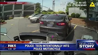 Police say teen intentionally hits police motorcycle