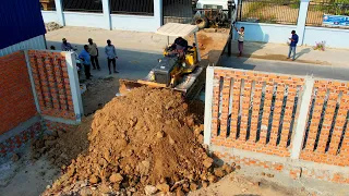 Full Video Complete 100% By Dump Truck Unloading Dirt Make Foundation House From Dozer Pusher Dirt