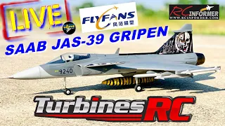 RCI LIVE - TurbinesRC / FlyFans JAS GRIPEN 70MM NATO Tiger Meet unboxing and assembly