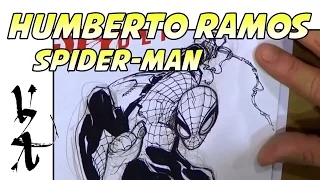 Humberto Ramos drawing Spider-Man Swinging