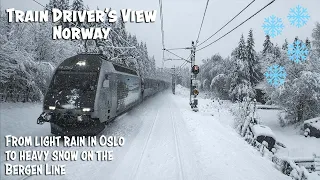 4K CABVIEW: From drizzle to winter wonderland on the Bergen Line