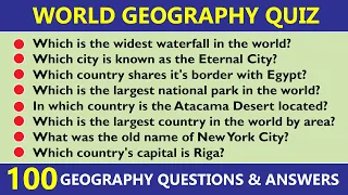 100 World Geography Questions & Answer | Geography General Knowledge Quiz For Students