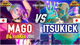 SF6 🔥 Mago (#4 Ranked Juri) vs Itsukick (Dhalsim) 🔥 SF6 High Level Gameplay