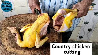 Country chicken cutting| Indian country chicken cutting skills | Village Cutting Skills