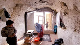 Living in a cave | Daily routine life in a cave like 2000 years ago | Village life in Afghanistan