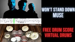 Muse - Won't Stand Down (Drum Transcription Score Sheet Music, Virtual Drums)
