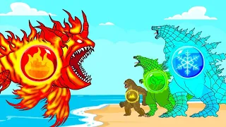 EVOLUTION OF THE BLOOP: Bloop Fire Vs GODZILLA Ice, Earth & KONG Stone| Godzilla Cartoon Compilation