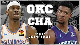 Oklahoma City Thunder vs Charlotte Hornets Full Game Highlights | Apr 7 | 2024 NBA Season