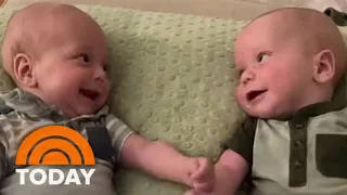 Watch twin babies discover each other for the first time