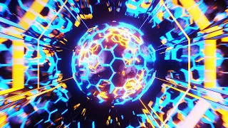Free 4K Animation. Flying in a tunnel with rotating spheres. Infinitely looped animation