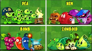 PvZ2 V10.8.1 - 5 Plant Teams OLD x NEW x PEA...Power-Up! Which Plants Team Will Win ?