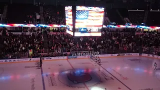 national anthem at a hockey game