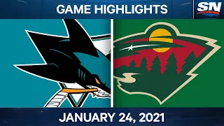 NHL Game Highlights | Sharks vs. Wild - Jan. 24, 2021