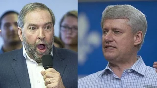 Harper and Mulcair take aim at Trudeau in final campaign sprint