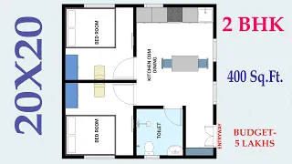 20x20 House Plan ll  400 SQFT HOUSE PLAN ll 2BHK HOUSE PLAN