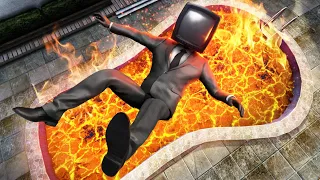 GTA 5 TV Man • Jumping into Lava Pool! (Euphoria Ragdolls)