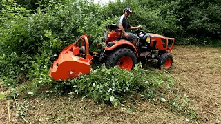 Broyage roncier au tracteur compacte